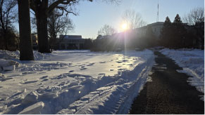 snow filling AU's campus