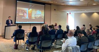 The audience watching the panel featuring Yerevan Saeed, Sarhang Hamasaeed, Jennifer Gavito, and Rend Al-Rahim.