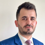 AU for American University in blue surrounded by a blue bordered box