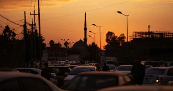Cars and the sunset in Erbil, Kurdistan Region of Iraq
