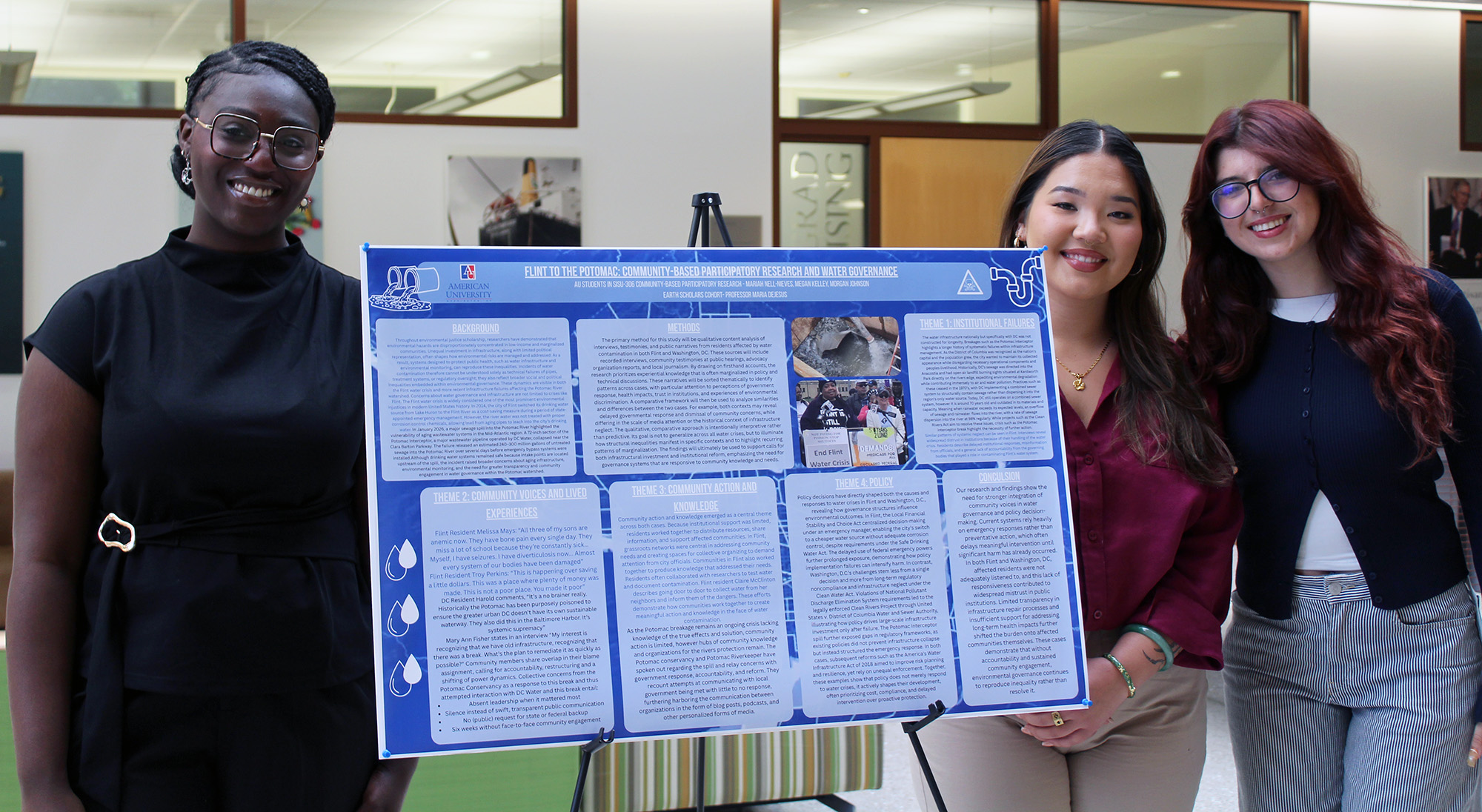 Earth Scholars show off their research at the SISU-306 Poster Conference.
