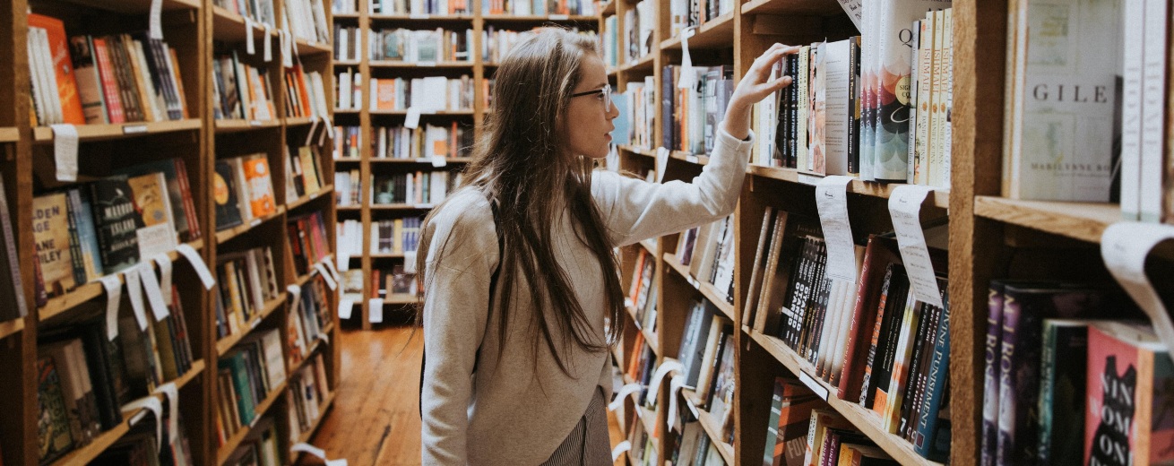 person in book store