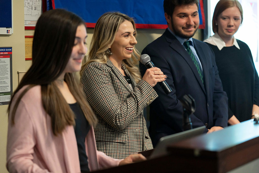 Leadership students giving presentation