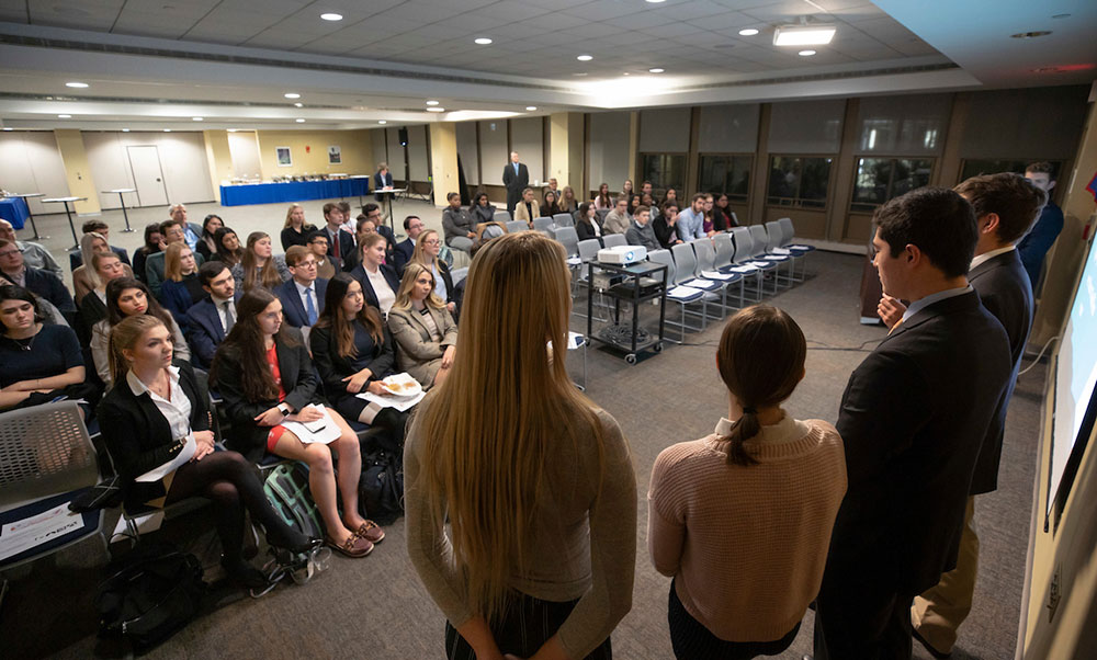 Leadership students giving presentation