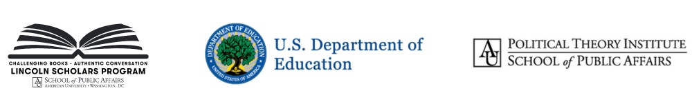 Lincoln Scholars, Political Theory Institute, and US Department of Education logos