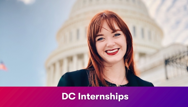 DC intern stands in front of US Capitol