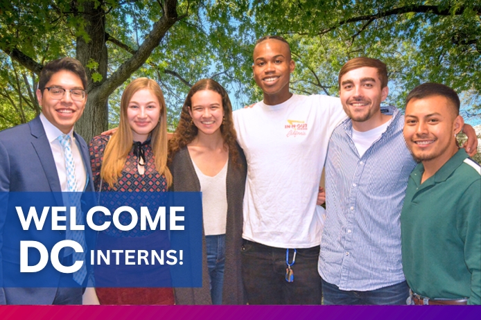 DC Internships: Six Washington Semester Interns at a social gathering