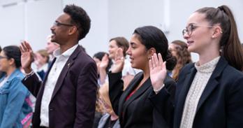 Students take their oath to join the AUWCL Clinic Program.