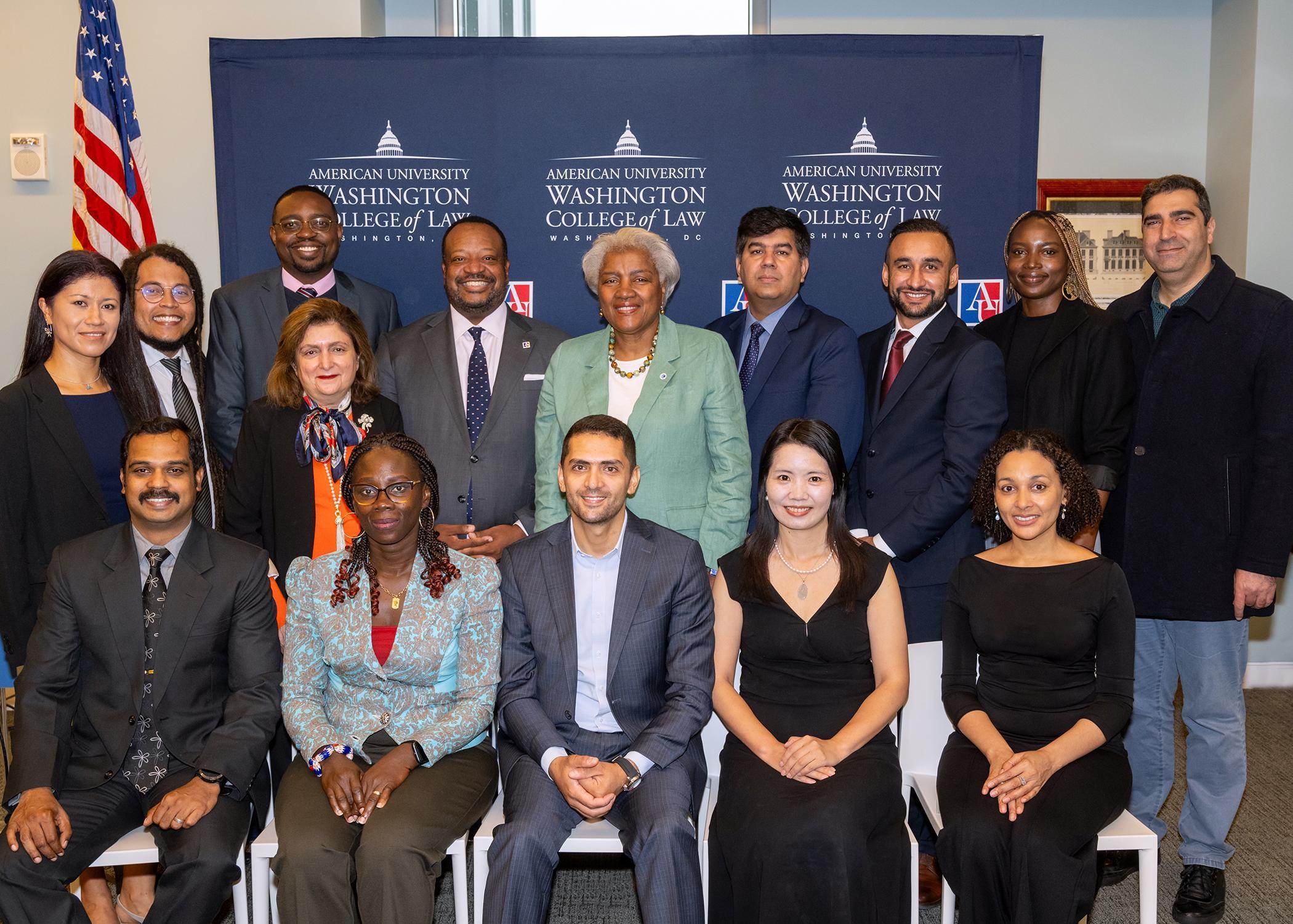 Humphrey Fellows group photo with Dean Fairfax and political strategist Donna Brazile